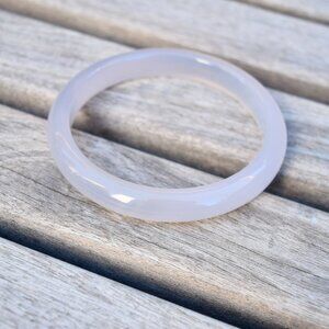 【SOLD】56.7 mm Agate Bangle Bracelet - Gray - Chinese Agate Bracelet